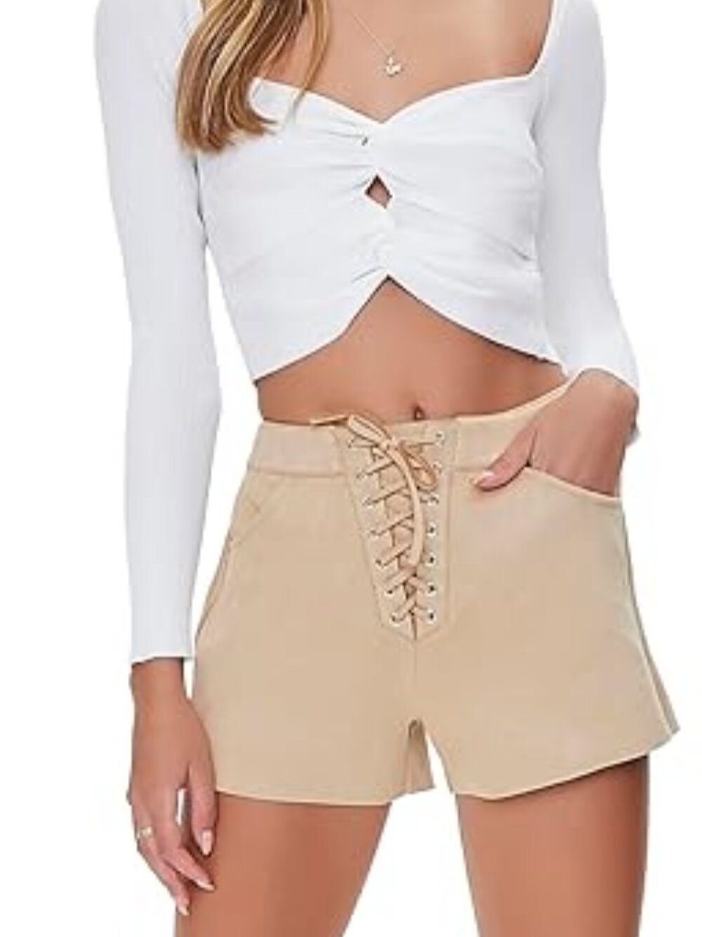 NWT! Forever 21 Faux Suede Shorts with Lace-up Front and Rear Zipper